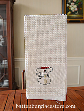 Waffle Weave Kitchen Towel. Kettle Monogrammed. - Click Image to Close